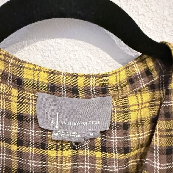 Anthropologie Dalton Wrap Maxi Dress Plaid Mustard Yellow Academia Fall Medium - Picture 13 of 16